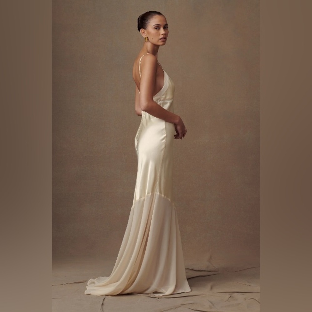 Meshki Evelyn Satin Maxi Dress Lemon Sorbet XS